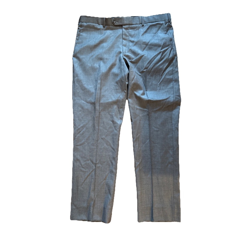 Coppley Flat Front Dress Pants Size 38x30 Cade In Gray 100% Wool